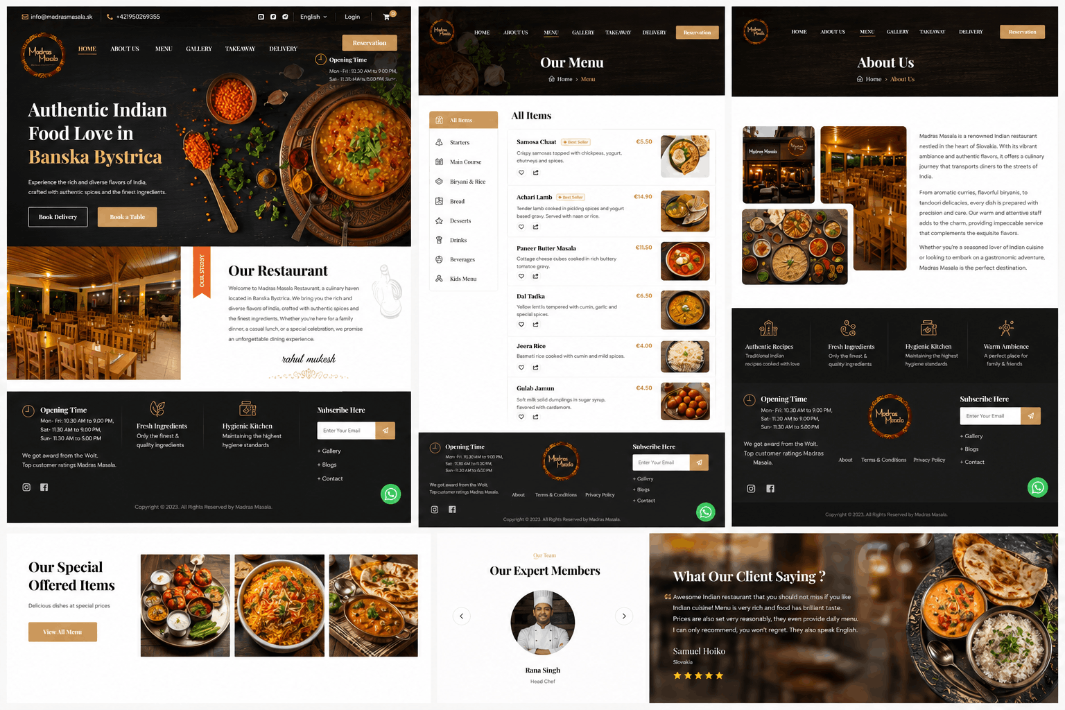 Homepage - a visually rich restaurant landing page was designed to capture Indian cuisine's warmth and authenticity